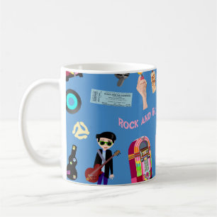 Fun Rock and Roll Oldies Cartoon Niedliches Muster Kaffeetasse