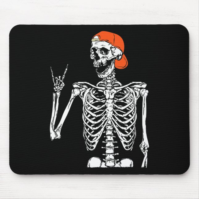 Fun Rocker Skeleton Hand Rock on Costume Halloween Mousepad (Vorne)