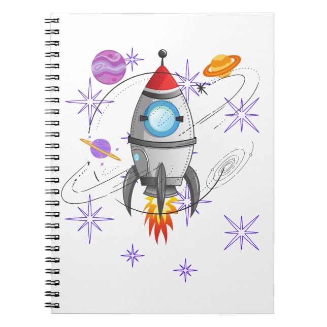 Fun Rocket Ship Space Stars Planets Notizblock (Vorderseite)