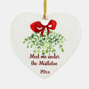 Fun Romantic Meet under Mistletoe Zitat Weihnachte Keramik Ornament
