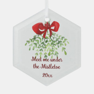 Fun Romantic Meet under Mistletoe Zitat Weihnachte Ornament Aus Glas