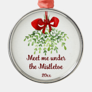 Fun Romantic Meet under Mistletoe Zitat Weihnachte Ornament Aus Metall