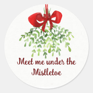 Fun Romantic Meet under Mistletoe Zitat Weihnachte Runder Aufkleber