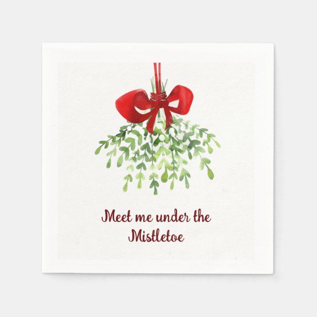 Fun Romantic Meet under Mistletoe Zitat Weihnachte Serviette (Vorderseite)