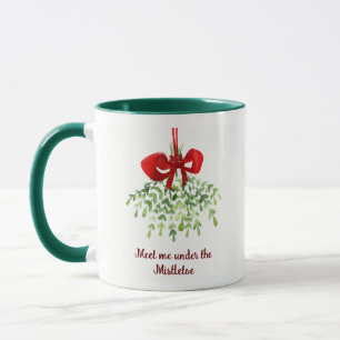 Fun Romantic Meet under Mistletoe Zitat Weihnachte Tasse
