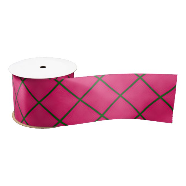 Fun Rosa & Grün Modernes Design Satinband (Spule)