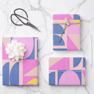 Fun rosa Lila Patchwork Quilt Geometrisches Muster Geschenkpapier Set