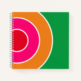 Fun Rosa orange konzentrische Kunst auf hellgrün Notizbuch