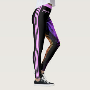 Fun rosa Streifen mit Ihrem Namen auf BLACK Leggings