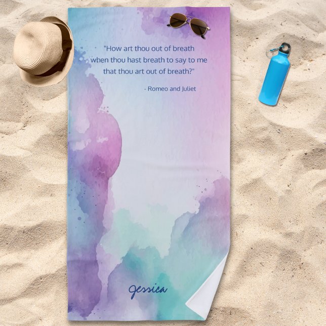 Fun Rosa und blaue Pastellfarben - Zitat Strandtuch (Von Creator hochgeladen)