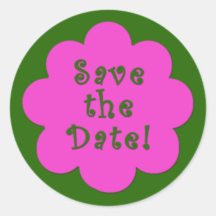 Fun Rosa und grüne Save the Date Aufkleber