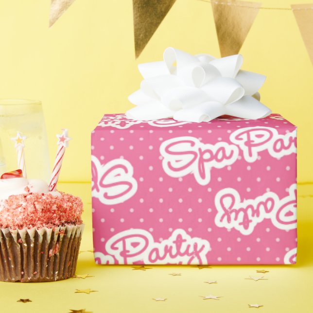 Fun rosa Wellness-Center Party Wortart Packpapier (Geburtstagsparty)