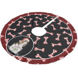 Fun Rot und Weiß gestreiftes Hundeband, Santa Dog Polyester Weihnachtsbaumdecke