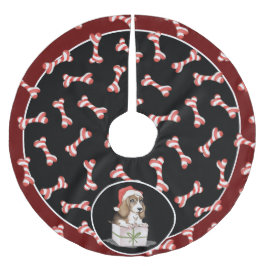 Fun Rot und Weiß gestreiftes Hundeband, Santa Dog Polyester Weihnachtsbaumdecke