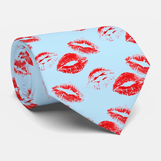 FUN! Rote Lipstick-Prints Krawatte (Gerollt)