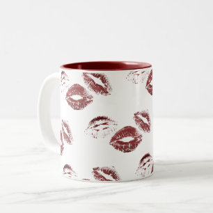 FUN! Rote Lipstick-Prints Zweifarbige Tasse