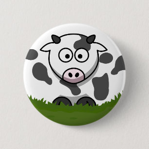 Fun Round Cartoon Cow Button