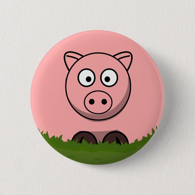 Fun Round Cartoon Pig Button (Vorderseite)