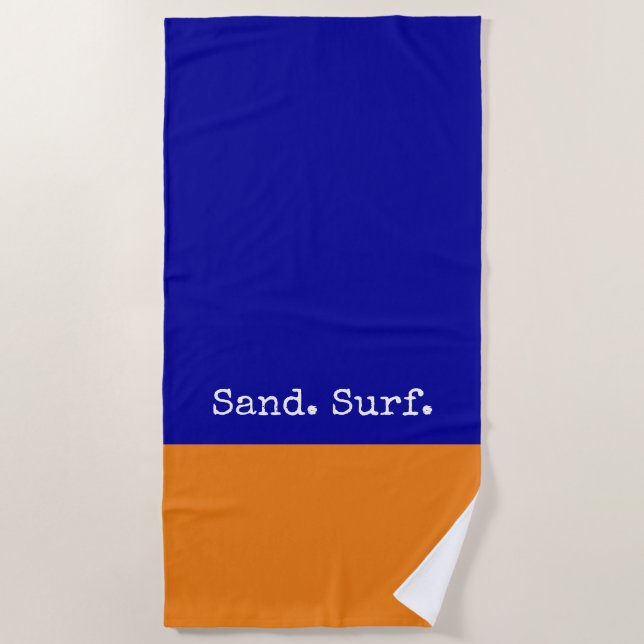 Fun Royal Blue Orange Abstrakt Sand Surf Shore Strandtuch (Vorderseite)