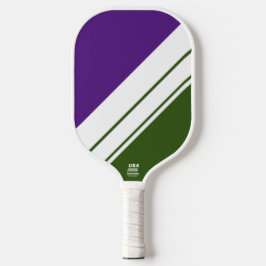 Fun Royal Lila Forest Green Sporty White Stripes Pickleball Schläger