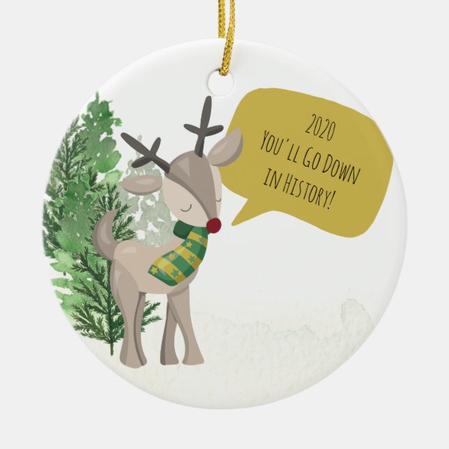 Fun Rudolph Reindeer Christmas Keramik Ornament (Vorne)