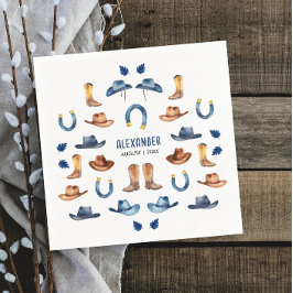 Fun Rustic Blue Luck Horse Cowboy Western Kinderga Serviette