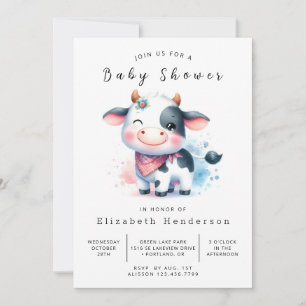 Fun Rustic Classic Cow Baby Dusche Einladung