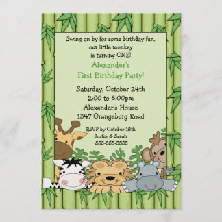 Fun Safari 1. Geburtstag Einladung