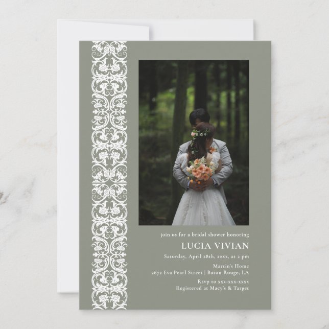 Fun Sage Green Minimalistisch Foto Brautparty Einladung (Vorderseite)