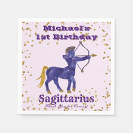 Fun Sagittarius Erster Geburtstag & Gold Confetti Serviette