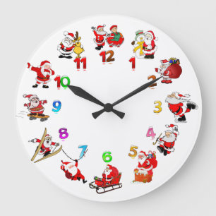 Fun Santa Claus Christmas Große Wanduhr