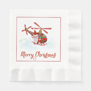 Fun Santa Claus in Helicopter Weihnachtsbuch Napa Serviette