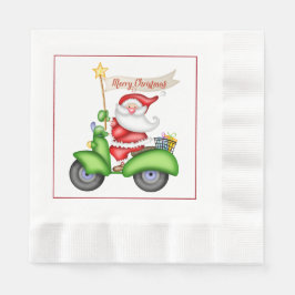 Fun Santa on Scooter Weihnachtsbuch Napkins Serviette
