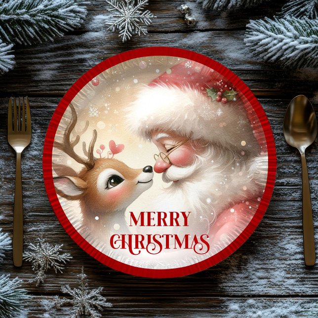 Fun Santa Rudolph Cartoon Holiday Paper Plates Pappteller (Fun Santa Rudolph Cartoon Holiday Paper Plates)