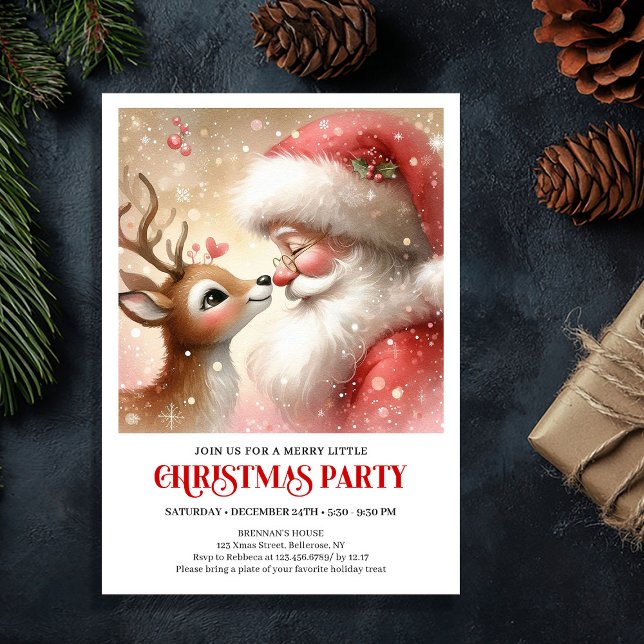 Fun Santa Rudolph Family Christmas Invitation Einladung (Fun Santa Rudolph Family Christmas Invitation)