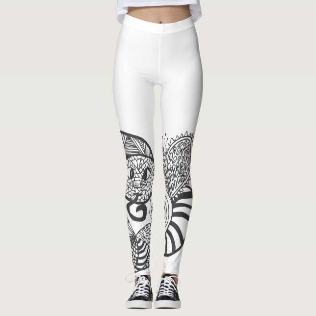 Fun Schlange Doodle-Muster Leggings (Vorderseite)