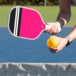 Fun Schwarz-weiße Streifen Fett rosa Farbblock Pickleball Schläger