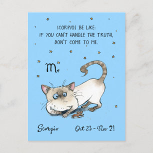 Fun Scorpio Postkarte Zodiac Cat Star Sternzeichen