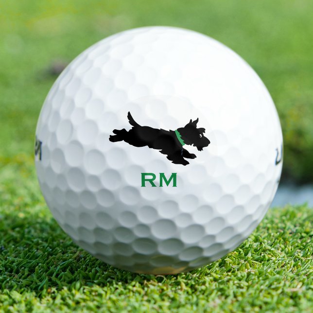 Fun Scottie Dog Mit Monogramm Green Custom Golfball (Von Creator hochgeladen)