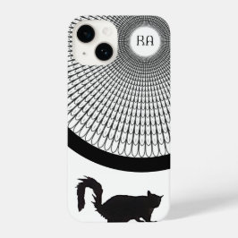 Fun Script Black and White Monogram Cat iPhone 14 Hülle