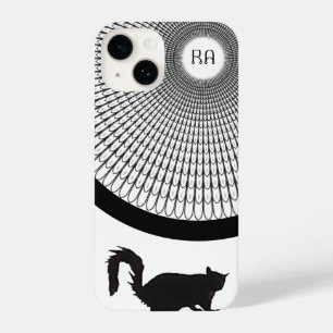 Fun Script Black and White Monogram Cat iPhone 14 Hülle