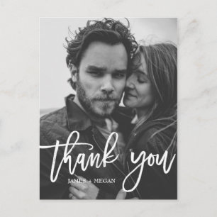 Fun Script Calligraphy Foto Wedding Danke, ich Postkarte