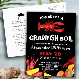 Fun Script Crawfish Boil Abschluss GRILLEN Einladu Postkarte