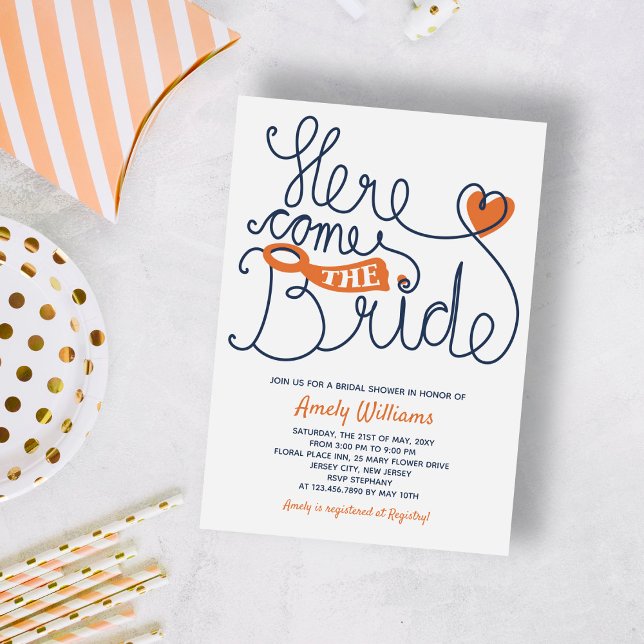 Fun Script Lettering Bridal Shower Invite Einladung (Von Creator hochgeladen)
