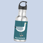 Fun Seagull Personalisiert Edelstahlflasche<br><div class="desc">Eine freche Möwe,  die vom tiefen,  grünen Ozean stehend ist. Ideal für diejenigen,  die Liebe alle Dinge an der Küste. Passen Sie den Namen an,  indem Sie ihn ändern.</div>