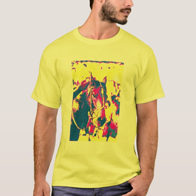 Fun Seattle Slew Thoroughbred Racehorse Watercolor T-Shirt (Vorderseite)