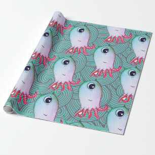 FUN SEE MONSTER JAPANESE WAVES Wrapping Paper Geschenkpapier