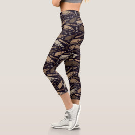 Fun Shades of Brown Vape Muster Capri Leggings