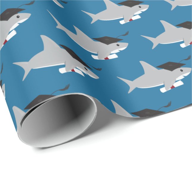Fun Shark Abschluss Geschenkpapier (Rolleneckpunkt)