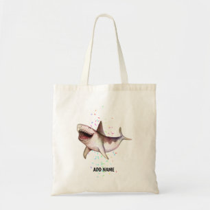 Fun SHARK illustriertes Geschenk Name Aquarell hin Tragetasche